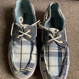 Amazing Blue & Gold Plaid Sperry Boat Shoes